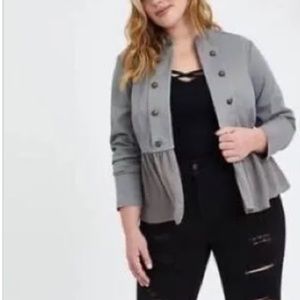 Torrid Mixed Fabric Military Peplum Jacket size 1